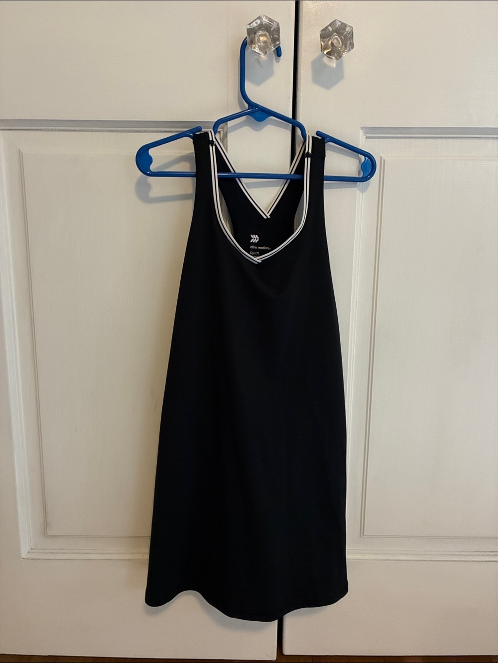 all in motion Black Sleeveless V-Neck Girls' tennis dress with White Trim